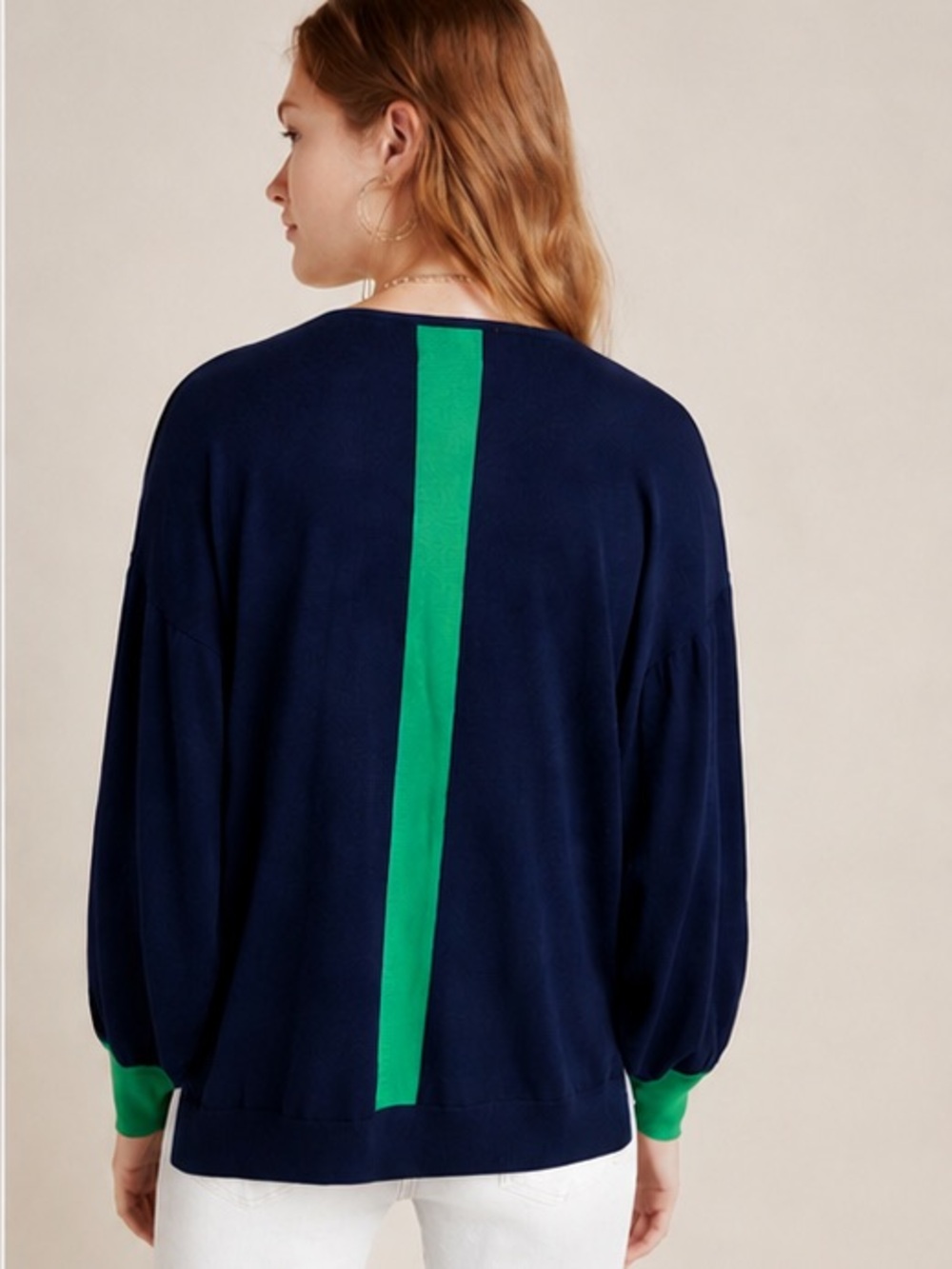 NWT Anthropologie Charli London Blue Green Balloon Sleeve Sweater Size Small